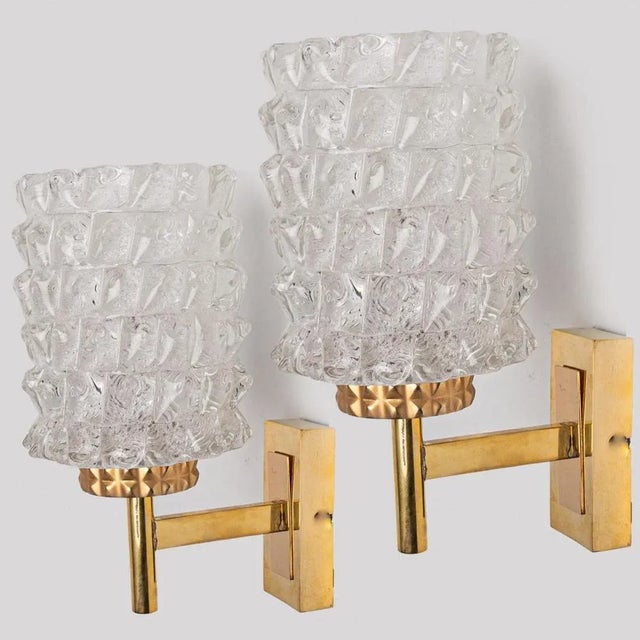 White Vintage German Brass and Glass Wall Lights from Hillebrand, 1970s, Set of 2 For Sale - Image 8 of 16