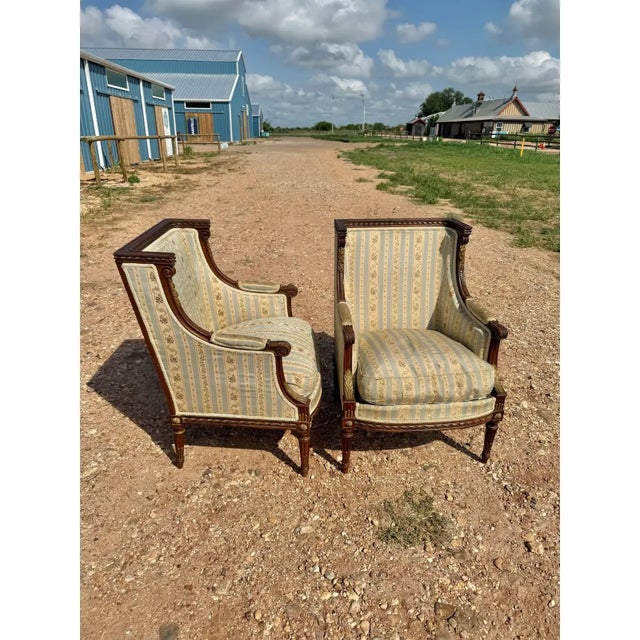 19th Century French Louis XVI Bergère or Armchair- A Pair For Sale - Image 10 of 12