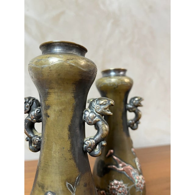 Bronze Vases with Asian Motifs in Relief in Copper, 1890s For Sale - Image 10 of 13
