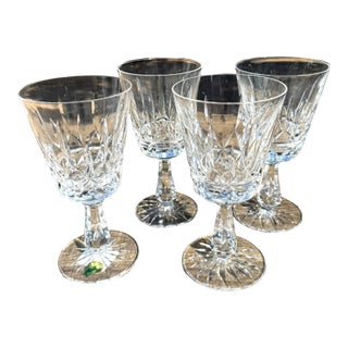 Late 20th Century Waterford Rosslare Crystal Water Goblets Set of 4 Signed Ireland-1 Original Tag For Sale