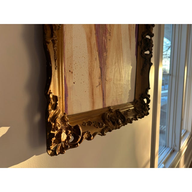 "Lavender Latte" Abstract Painting in Antique Frame, Transitional Original Art by JTS For Sale - Image 4 of 11