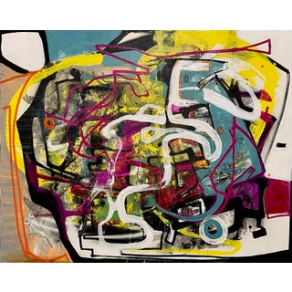 When You're Falling by Jennifer Bobola | Mixed media Abstract composition with vibrant colors. For Sale
