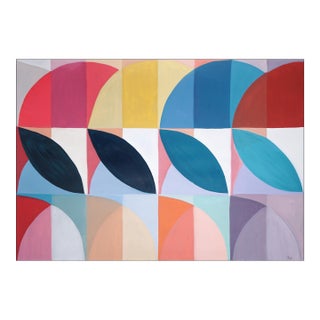 2026, Modular Design, Tropical Bauhaus, Colorful Breeze Blocks, Acrylic Paint on Watercolor Paper by Natalia Roman For Sale