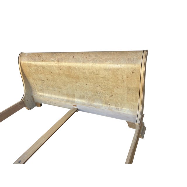Vintage Henredon Charles X Collection King Sleigh Bed Light Burl Wood French For Sale - Image 10 of 18