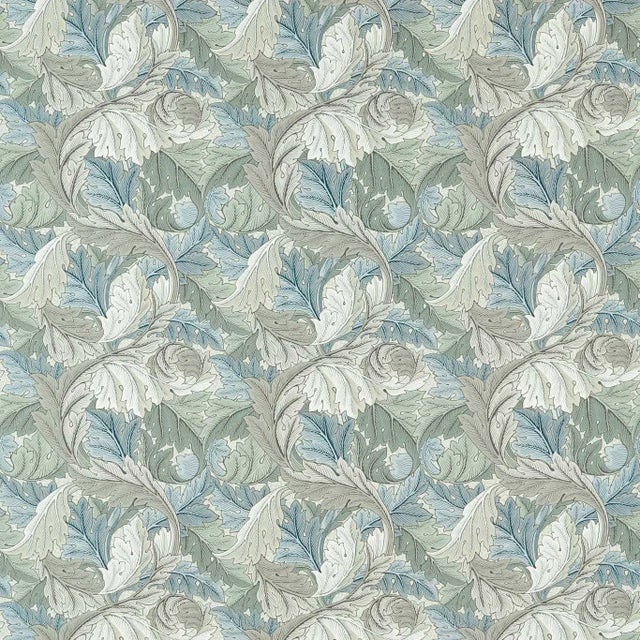 Morris & Co Acanthus Fabric in Mineral Blue/Linen For Sale
