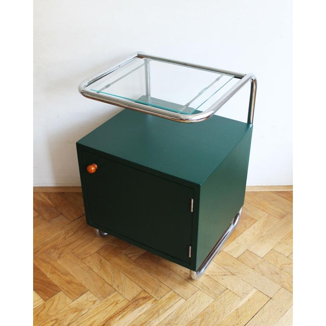 Functionalist Tubular Steel Bedside Table by Robert Slezak for Kovona, Czech, 1940s For Sale - Image 13 of 18