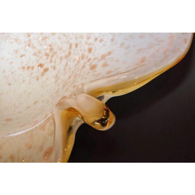 White Vintage Murano Opal & Gold Aventurine Art Glass Bowl Ashtray Fratelli Toso Italy For Sale - Image 8 of 13