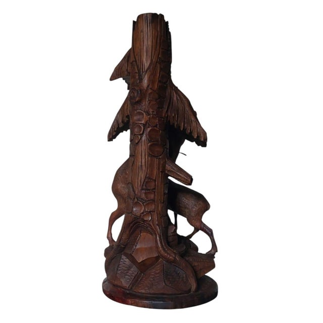 Black Forest Handcarved Deer Sculpture Vase Holder, 1920s-1940s For Sale - Image 6 of 10