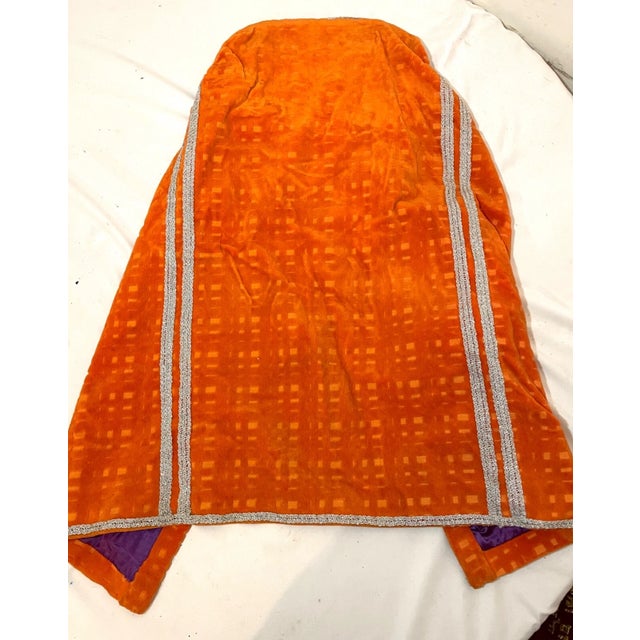 Orange Rare Antique Hand Embroidered Judaica Jewish Orange Torah Mantel Scroll Cover For Sale - Image 8 of 9