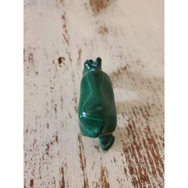 Malachite Carved & Polished Rhinoceros Shaped Stone For Sale - Image 9 of 11