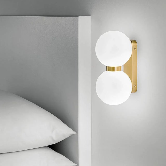 Art Deco Brushed Brass With Matt Opal and Clear Glass Bathroom Wall Light For Sale - Image 3 of 3