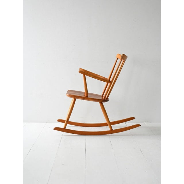 Scandinavian Rocking Chair in Beech and Teak, 1960s For Sale - Image 3 of 8