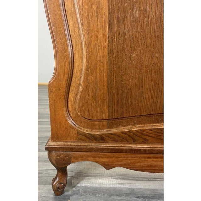 Wood Vintage French Louis XVI Style Oak Double Bed Frame with Carved Headboard For Sale - Image 7 of 12