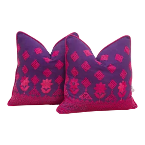 Tava Embroidered Floral Pillow, Pair