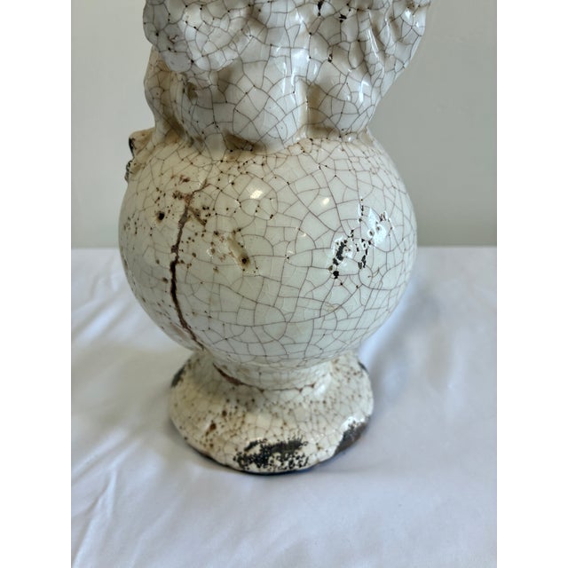 Vintage Crackle Glaze Ceramic Cherub Statue For Sale - Image 11 of 12