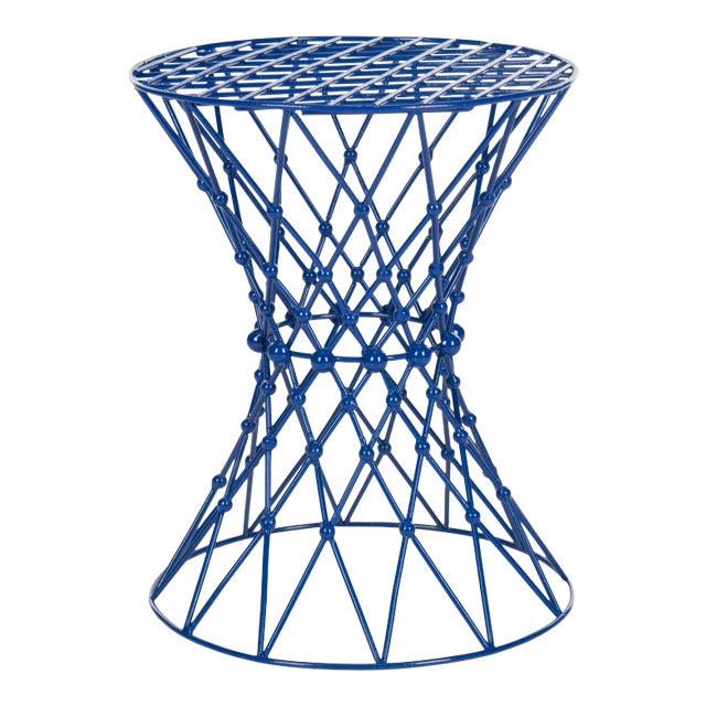 Rogers Iron Wire Stool in Dark Blue For Sale