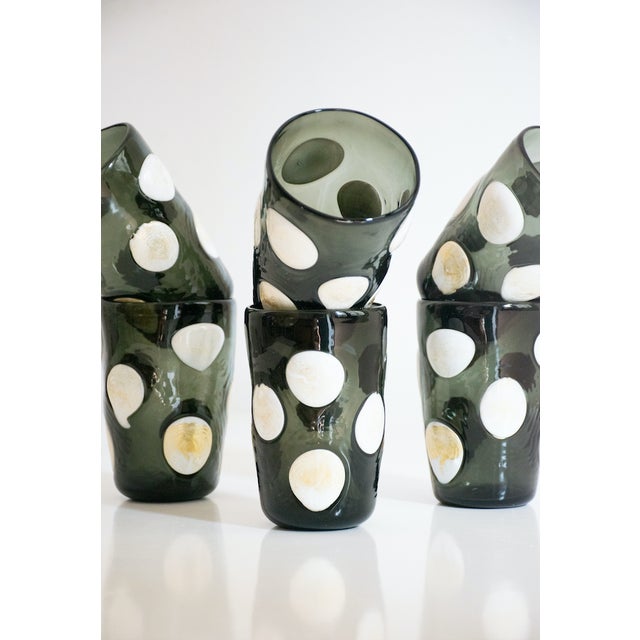 Astonishing drinking set in colored Murano canes made by Angelo Ballarin for Ribes Studio. Gio Ponti glasses are made of...