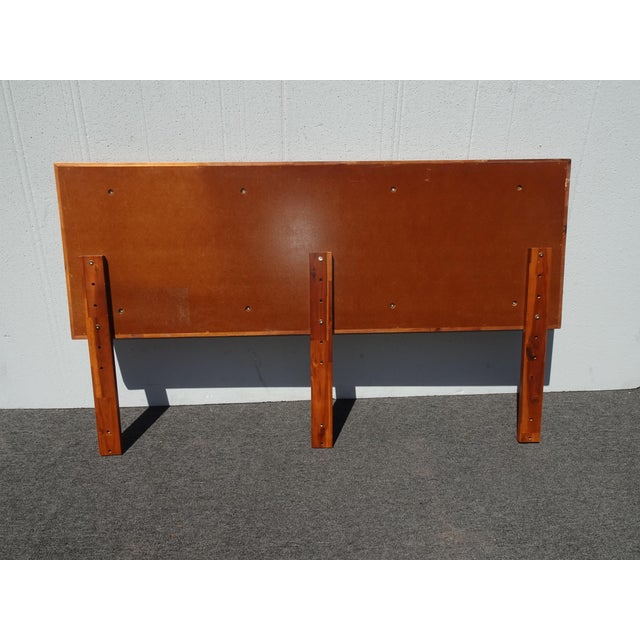 Vintage Mid Century Modern Style Brown Velvet Stripped Queen Headboard For Sale - Image 9 of 15