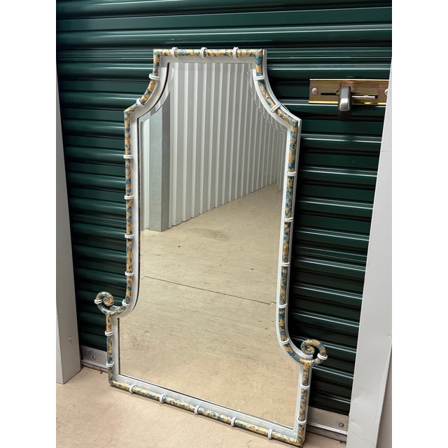 Chinoiserie Vintage Late 20th Century Elegant Chinoiserie Pagoda Wall Mirror by Uttermost - Custom Blue and Gold Finish -Newly Painted For Sale - Image 3 of 10