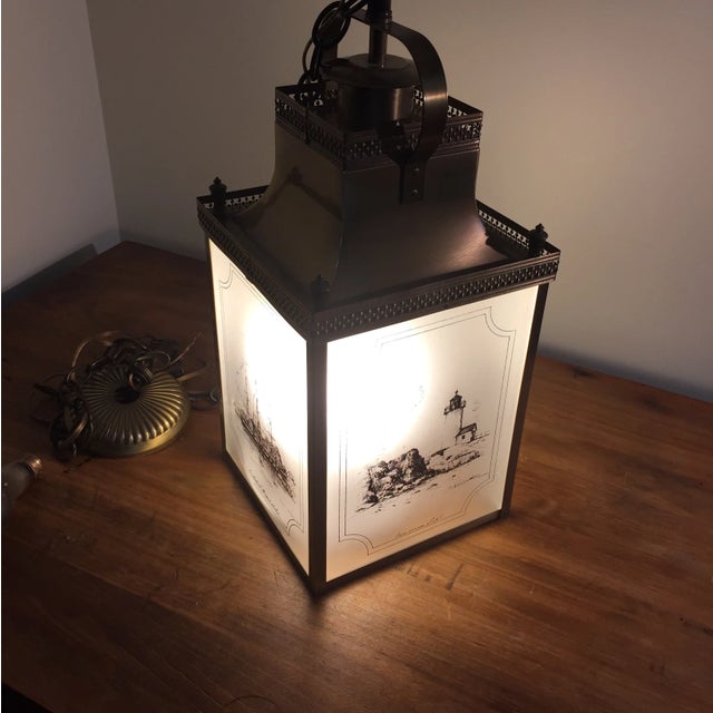 Brass & Glass Nautical Swag/Pendant Light For Sale - Image 10 of 13