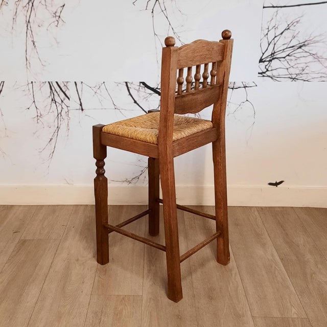 Wood Vintage Bar Stools with Rush Seats, 1960s, Set of 2 For Sale - Image 7 of 13
