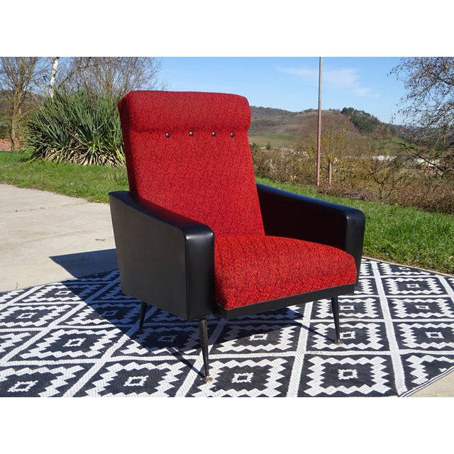 Vintage Red and Black Chairs with Compass Feet, 1970s, Set of 2 For Sale - Image 16 of 18