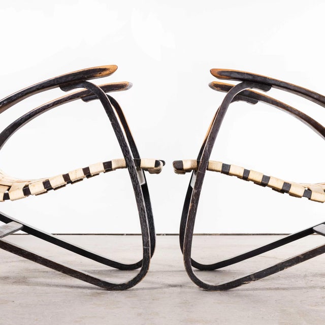 Brown Webbed Bentwood Armchairs from Jan Vanek, 1930s, Set of 2 For Sale - Image 8 of 9