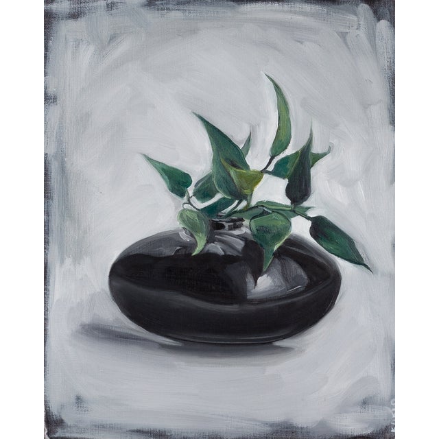 Justyna Kuklo, Black Vase II, 2019, Oil on Canvas For Sale
