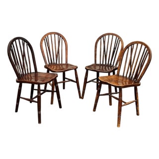 Victorian Oak Windsor Dining Chairs, Set of 4 For Sale