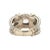 A striking contemporary fashion ring featuring a blue chalcedony cabochon. The stone is set in a bold design with 18k gold...