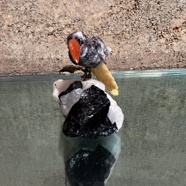 1980s Rock Art Bird Sculpture Colored Quartz Stone For Sale In San Diego - Image 6 of 13