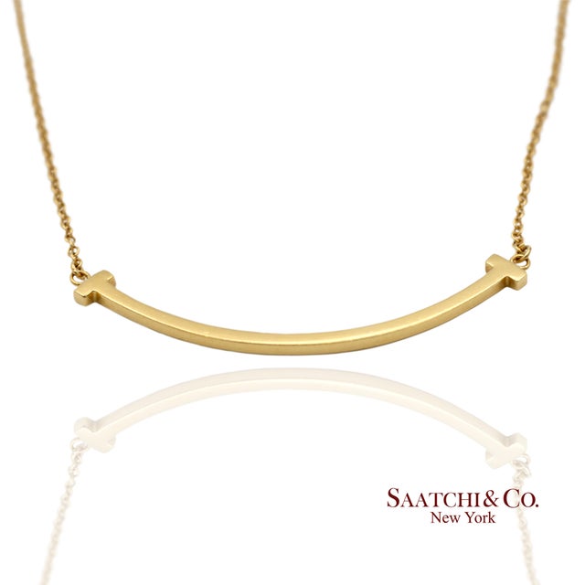 Tiffany and Co. Tiffany & Co. 18k (750) Solid Yellow Gold T Smile Pendant Necklace For Sale - Image 4 of 12