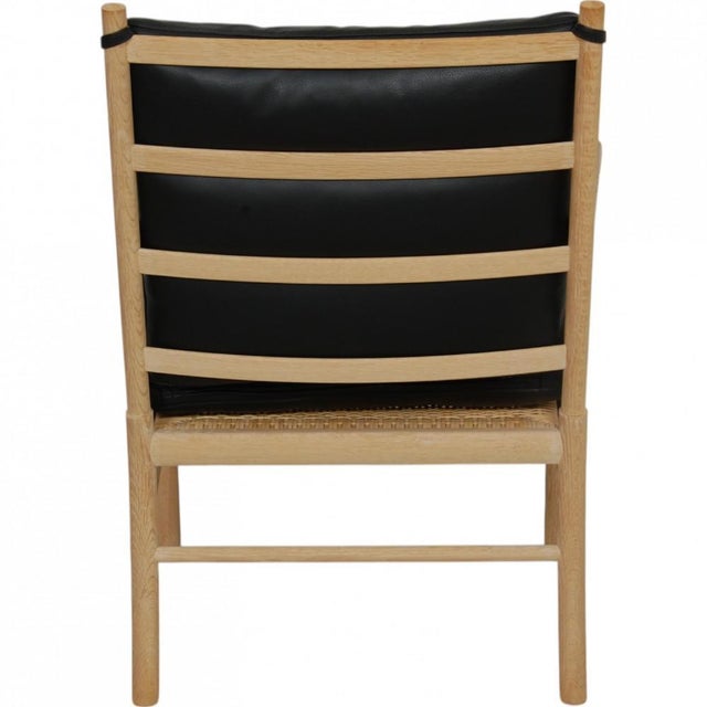 Colonial Chair in Oak and Black Leather by Ole Wanscher For Sale - Image 3 of 11