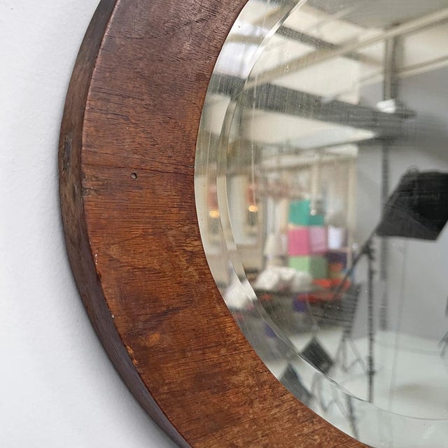 Italian Art Deco Oval Wall Mirror in Wood, 1940s For Sale - Image 5 of 18