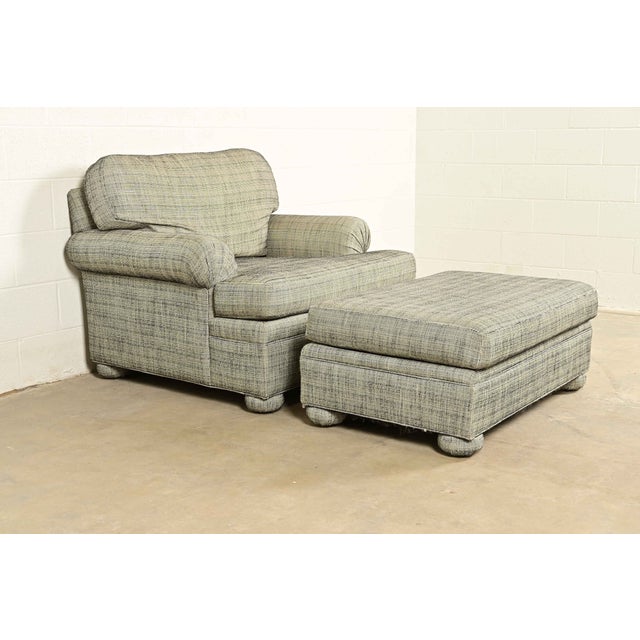 Ethan Allen Modern Upholstered Oversized Lounge Chair With Ottoman For Sale - Image 15 of 15