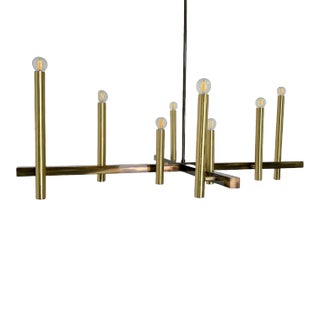 10 Light Handmade Pure Raw Brass Modern Chandelier For Sale
