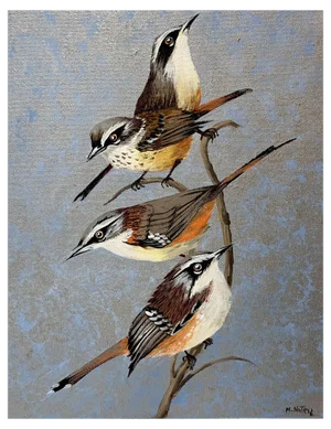Magdalena Nalecz, Grey Antbird and Slaty Bristlefront, 2021, Acrylic on Canvas