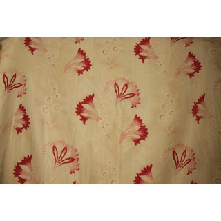 Vintage French Faded Fabric Art Nouveau Printed Cotton Antique Floral Textile 1900 For Sale