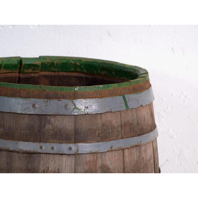 Vintage Wooden Barrel with Iron Straps, Central Europe, 1920 For Sale - Image 4 of 7