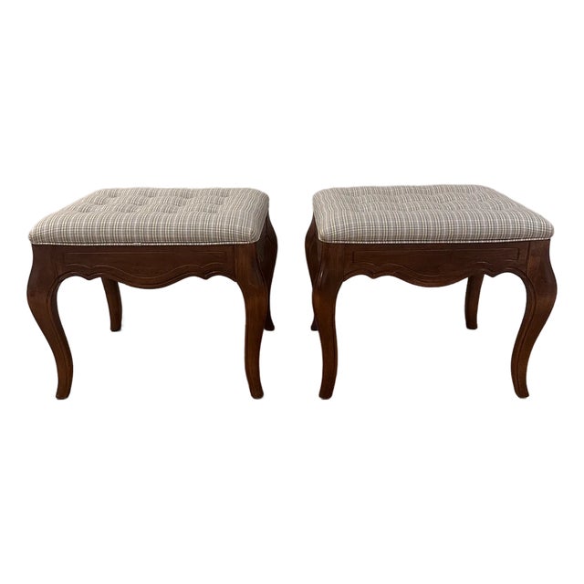 Vintage Ethan Allen French Country Ottomans - A Pair For Sale
