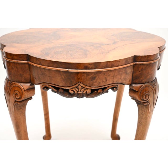 Antique Burr Walnut Occasional Side Table, 1900 For Sale - Image 6 of 8