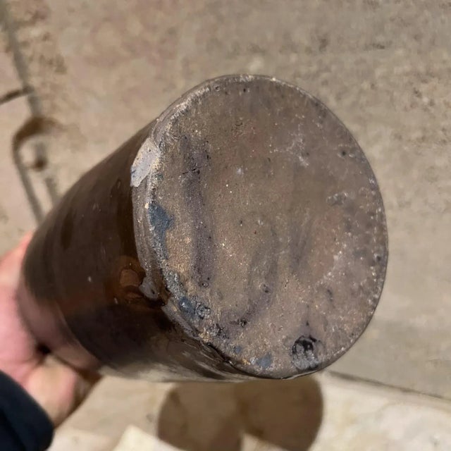 1980s Modern Dark Brown Ceramic Vase For Sale - Image 4 of 6