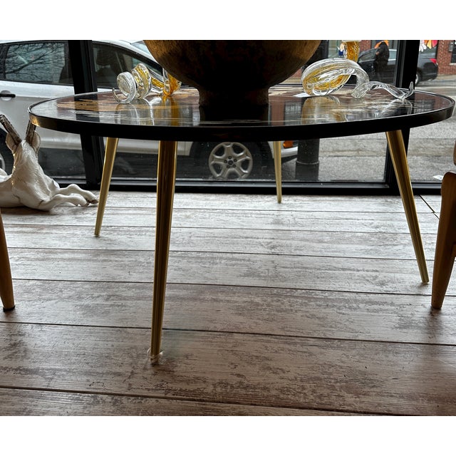 Trouvailles Furniture Inc. Trouvailles Gold and Silver Leaf Asian Style Table For Sale - Image 4 of 5