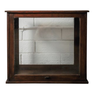 Late 20th Century Wooden Glass Display Showcase With Dark Stained Frame For Sale