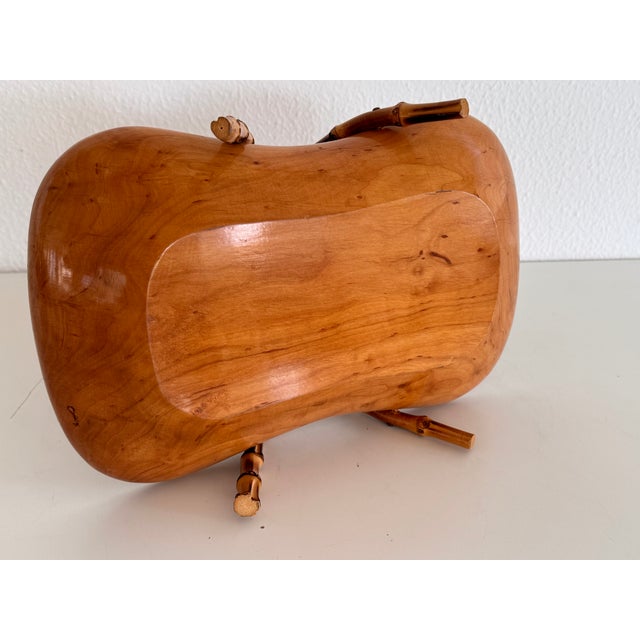 Mid-Century Italian Nutwood and Bamboo Basket, 1970s For Sale - Image 15 of 17