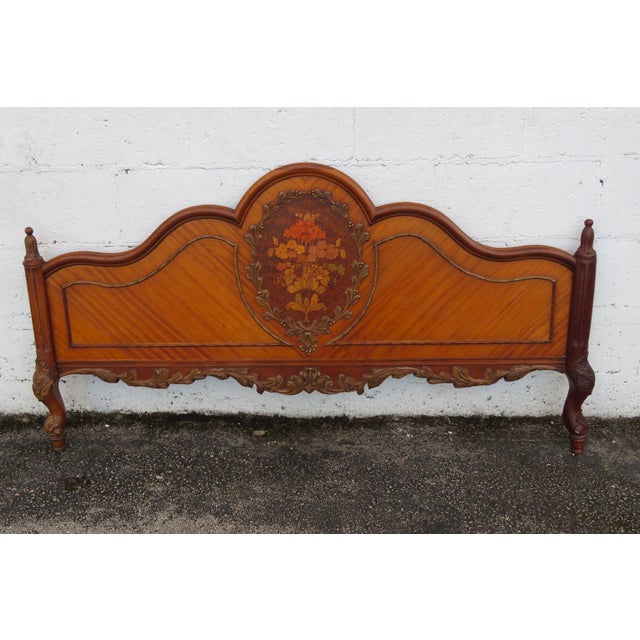 Early 20th Century French Johnson Furniture Carved Inlay Full Size Bed 6236 For Sale - Image 5 of 17