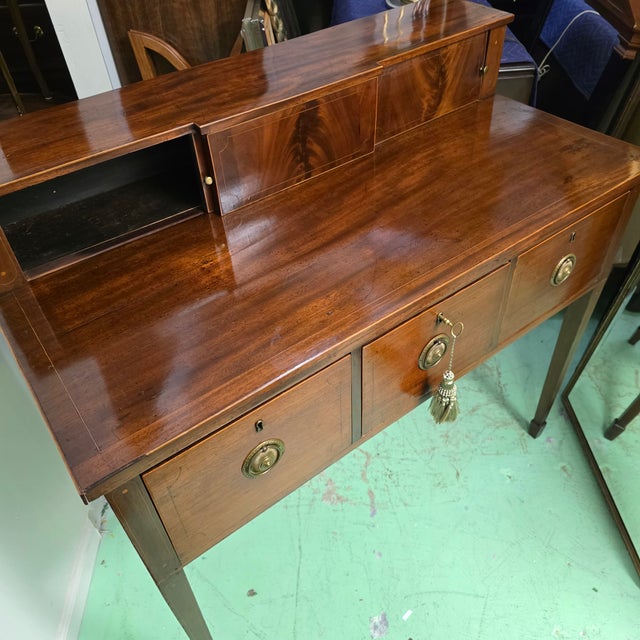 Antique English George III Sheraton Period Inlaid Mahogany Sideboard With Original Removable Stage Back, Circa 1800 For Sale - Image 15 of 18