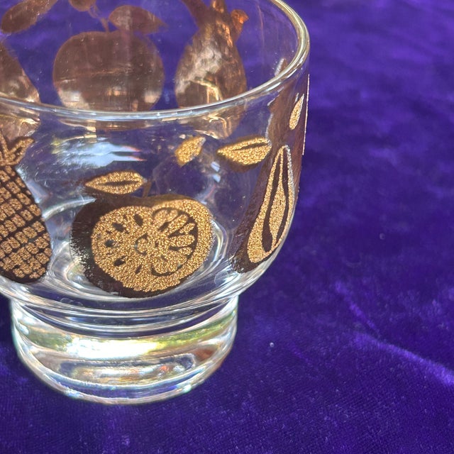 Mid-Century Modern Culver Florentine 22k Gold MCM Fruit Lowball Cocktail Glasses Set of 4 For Sale In Sacramento - Image 6 of 9