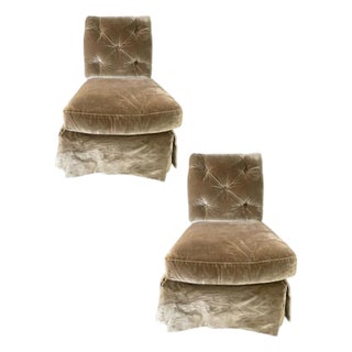 Late 20th Century Pair of Baker Furniture Slipper Chairs For Sale