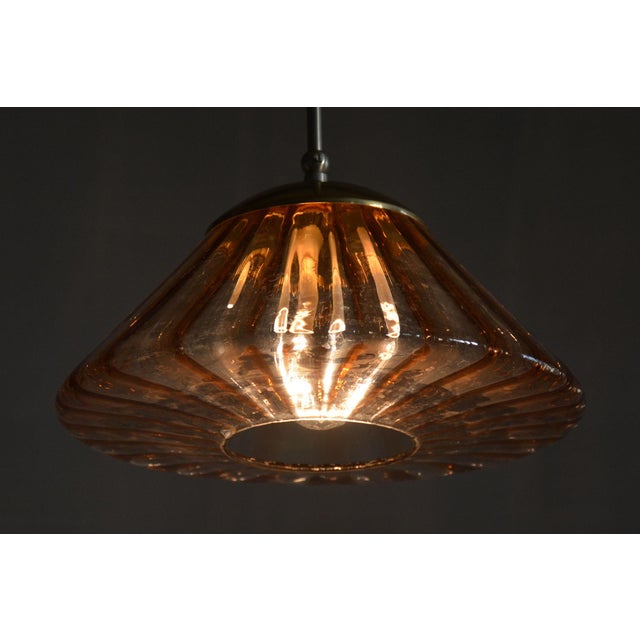 Gold Mid-Century Modern Pendant Light by Kamenický Šenov, Czech, 1960s For Sale - Image 8 of 9